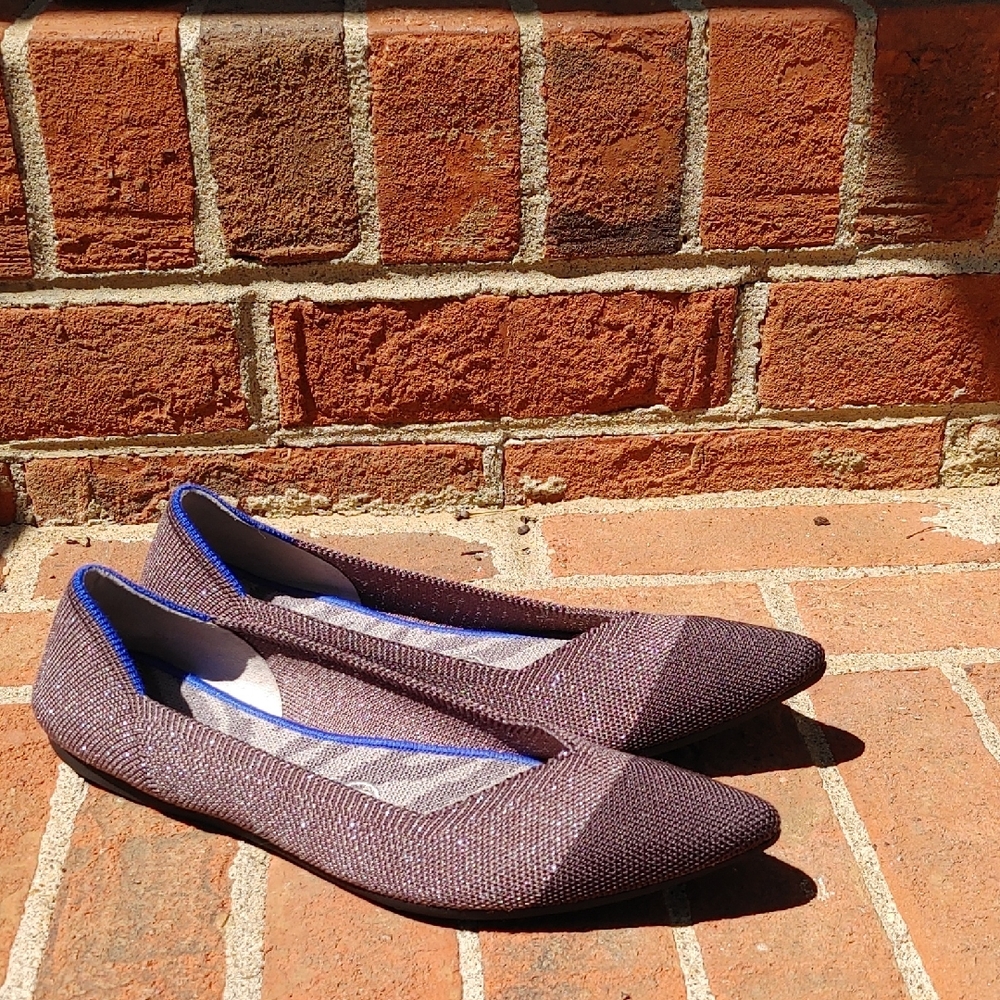 Rothy's The Point Purple Metallic Cap Toe  Flats Size 8 (1370)